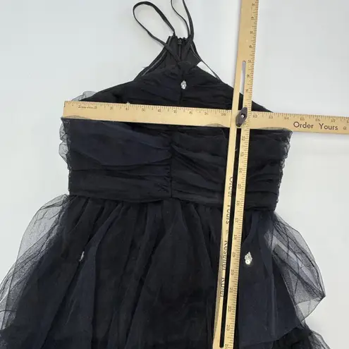 Likely Dress Women 2 Black Shane Tiered Tulle Halter Gown Rhinestone Embellished