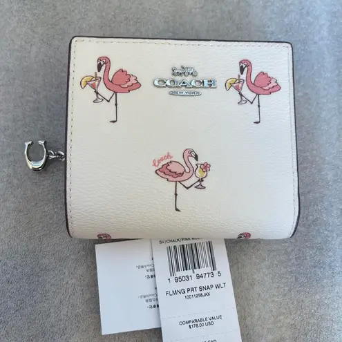 Coach  Flamingo Print Snap Card Case Wallet