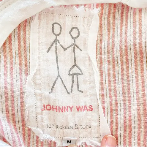 Johnny Was Pete & Greta Barbour Red Stripe Sleeveless Embroidered Shift Medium