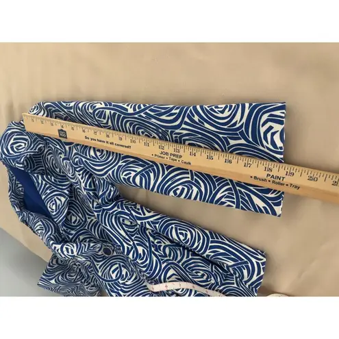 Rafaella Blazer Jacket Womens M Blue White Swirl Pattern 3/4 Sleeve Button Front