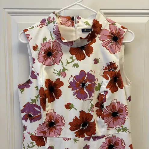 Brooks Brothers Size 10 Sleeveless Sheath Dress Multicolor Floral Print Women's