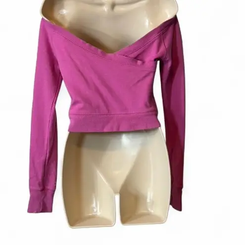 Vintage Cropped Off Shoulder Sweatshirt Pink Size undefined