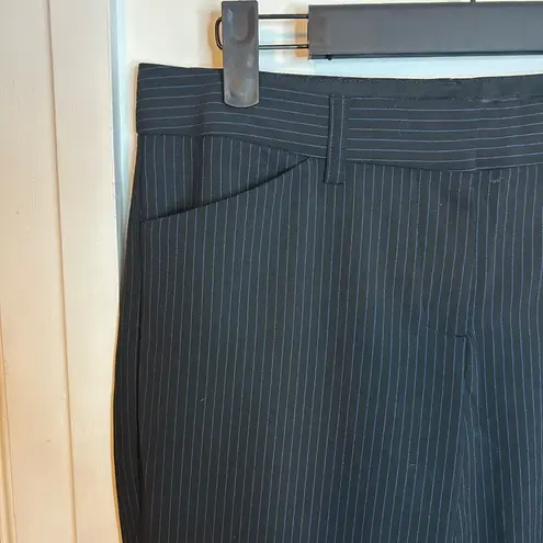 EXPRESS  Editor Black and Blue Pinstripe Flare Trousers