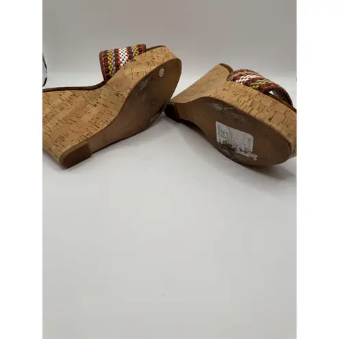 Veronica Beard Shoes Women 8 Brown Dali Cork Wedge Sandals Woven Platform Slide