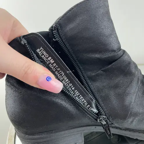 Baretraps Black Oiled Faux Leather Ruched Zipper Detail Yuno Ankle Booties