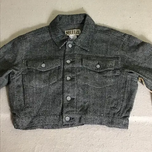 Nothing but a squeeze Women Tweed cropped button down Collared Jacket SZ.Lrg NWT Brown Size L