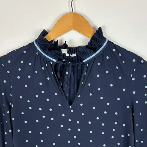 Boden USA Boden Bronwyn Jersey Top Blue White Polka Dot Ruffle Size 4