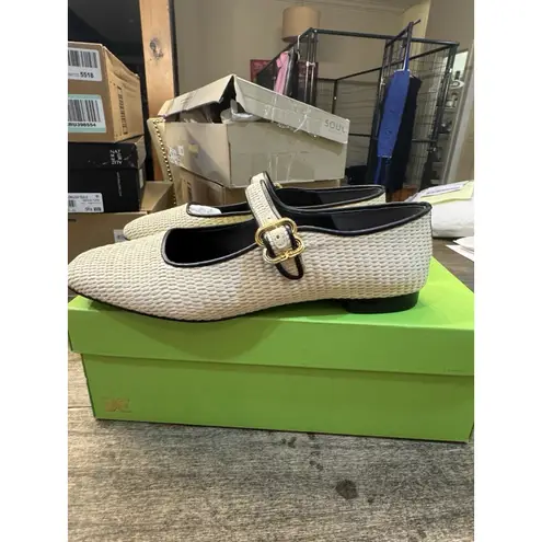 Sam Edelman  Michaela Mary Jane Raffia Flats Linen Ivory Size 10 M Buckle