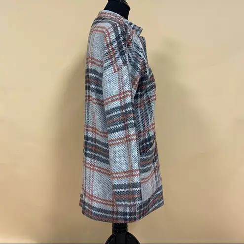 Jolt  Gray Coral Plaid Oversized Pea Coat Size M