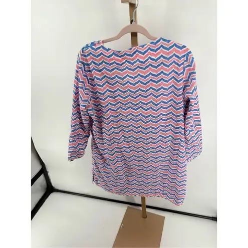 Vineyard Vines  100% cotton embroidered blue pink swim cover up size large