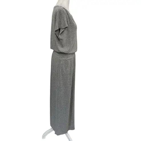 prAna  Hemp Blend Jersey Knit T-Shirt Maxi Dress Short Sleeve Pockets Gray sz XS