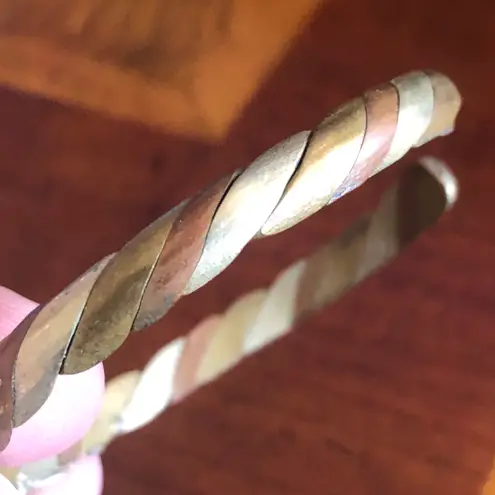 Ruby Vintage handcrafted genuine and opalite cabochon stone twist metal bracelet