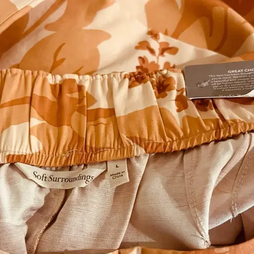 Soft Surroundings Grand Garden Wide Leg Trousers Canyon Sunset Size L NEW