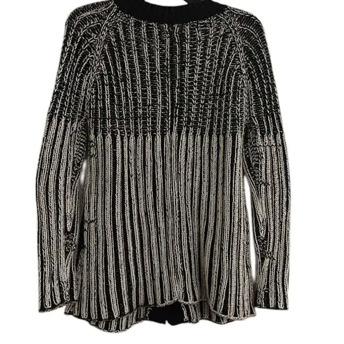 Pure Brand Black White English Handmade Cotton Cardigan Sweater Medium Large