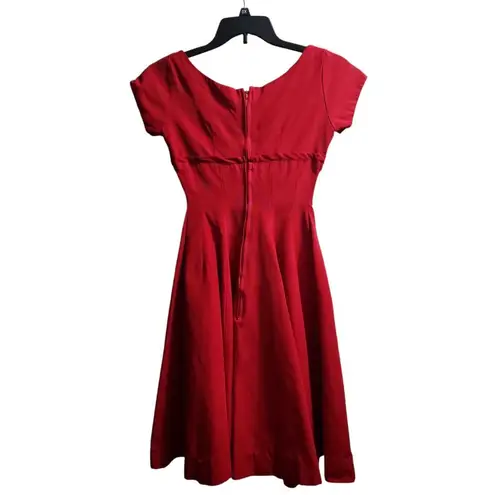 Tailored Junior Vintage Red Dress with Bow Detail Retro Pinup Style