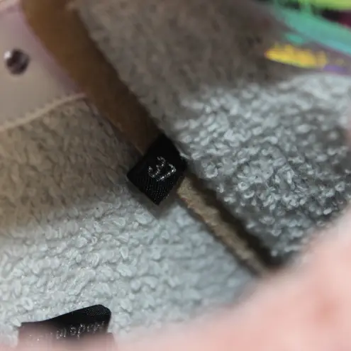 P448 John Sherpa Fuzzy Pink Holo Tan Suede Blue Sneakers