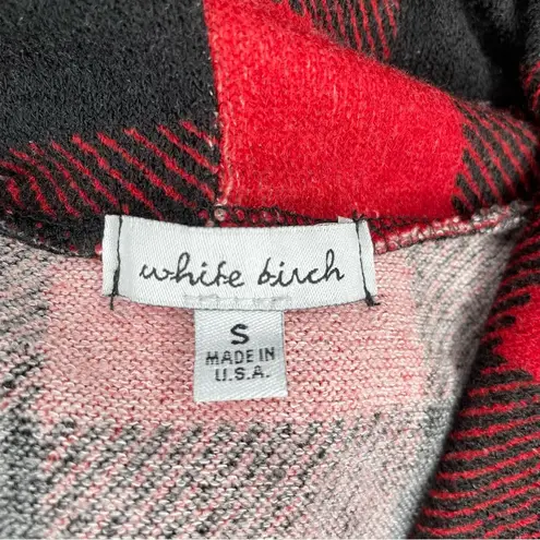 White Birch Red Black Buffalo Plaid Color Block Turtleneck Sweater Top Small