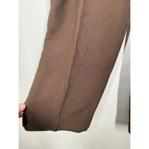 Lauren Ralph Lauren Brown Silk Wide Leg Pants Sz 16 Old Money Preppy Luxury