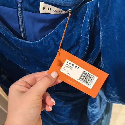 NWT Rhode Velvet Adrian Dress Blue Size 6