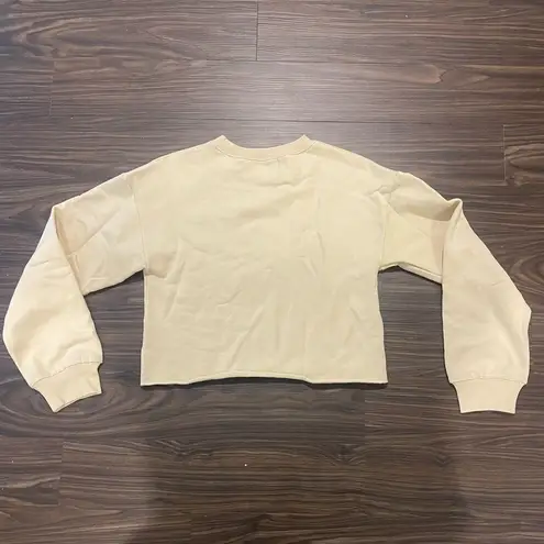 NWOT Things Between Cream Cropped Crewneck Sweatshirt Size Small!