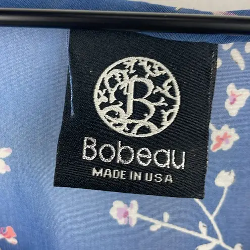 Bobeau Floral print short sleeves Sheer Ruffle hem dress large