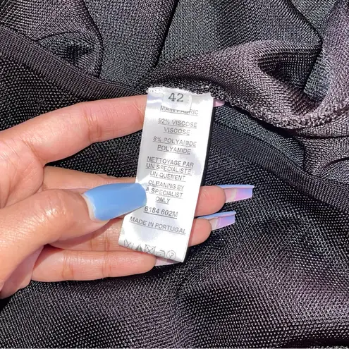 Balmain Black Mesh Harlequin Long Sleeve Mini Dress