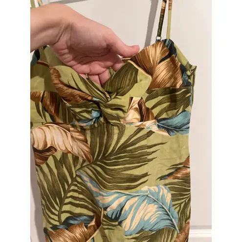 Tommy Bahama  Silk Linen Leaf Bazaar Mini Dress  6 – Green/Blue Tropical Print - Image 4