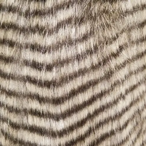 Faux Fur Shawl Collar Racoon Striped Vest