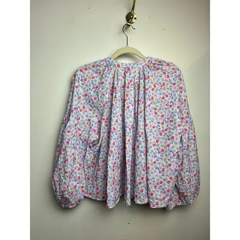 Something Navy Long Sleeve Flowy Button Up Floral Top Sz. S
