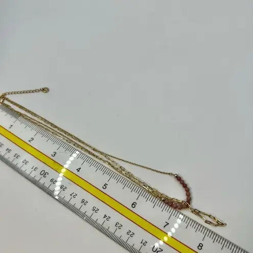 gold tone rhonodoniteādouble chain 14k gold dipped necklace