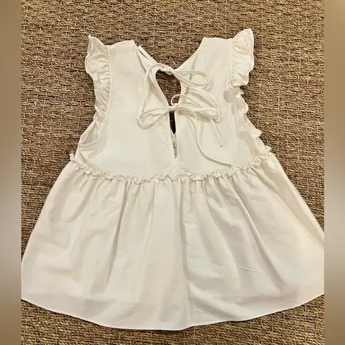 ZARA - White cotton babydoll ruffle top. Size XS