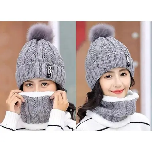✨Suzanne Fashion Warm HatsWomen Winter Outdoor Warm Knitted Hat Pompom Beanie✨ Gray