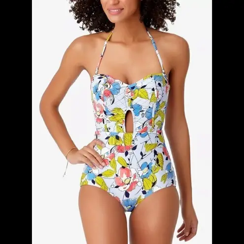Anne cole Ann Cole blue quilted floral swimsuit. NWT