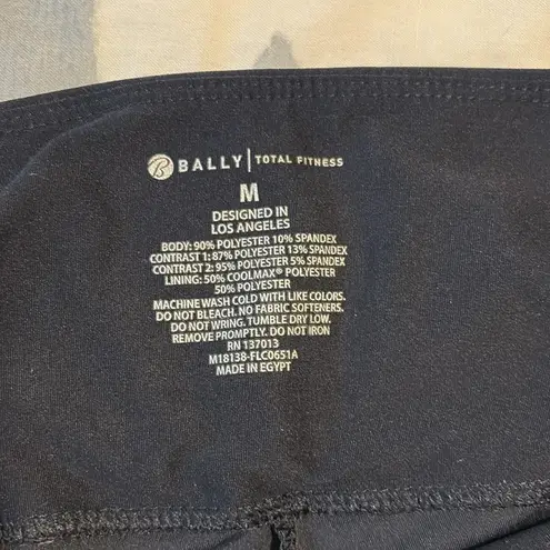 Bally Total Fitness Black and Green Colorblock Athletic Leggings Size M