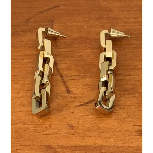 Eddie Borgo Timeless Supra Link Drop Earrings 12K Gold Plated NIP Elegant