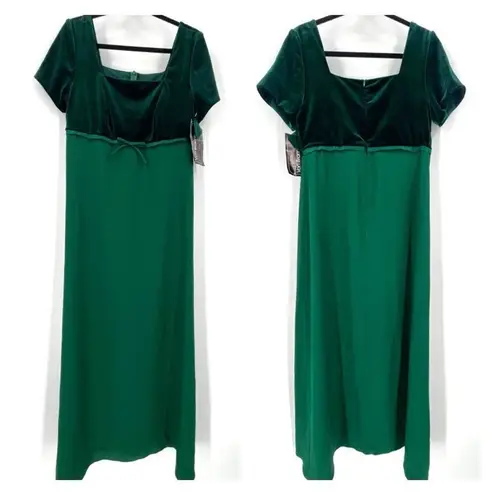 NWT VTG Von Bramlett Velvet Satin Emerald Green Formal Maxi Dress Gown size 10 Green