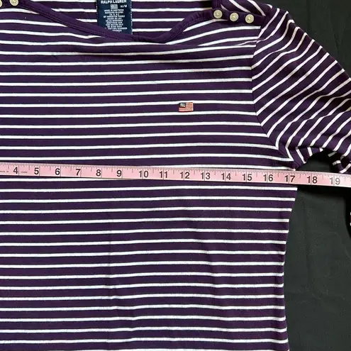 Polo  Jeans Co Ralph Lauren Purple & White Striped Casual Top  Size Medium