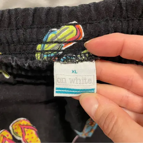 Cute Y2K black pull on beach theme sandal elastic waist mini skirt drawstring Size XL