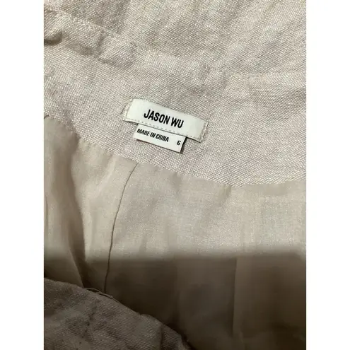 Jason Wu Linen Blend Tan Khaki High Rise Trousers Braid Accent 6 Cropped