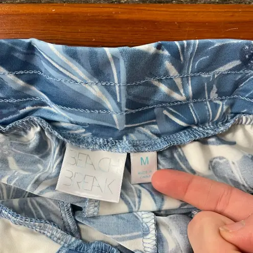 Beach Break Blue & White Floral Wide Leg Pull On Swim Coverup Pants