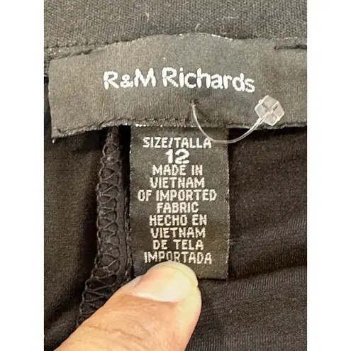 R & M Richards Women's Black Embellished Neckline Sleeveless Dress Size 12