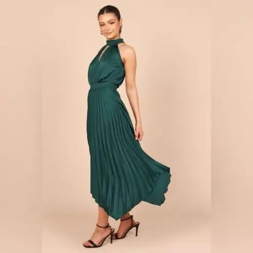 ✨Women Midi Dresses Green Sleeveless Halter Irregular High Waist Sz L Sundress✨ Size L