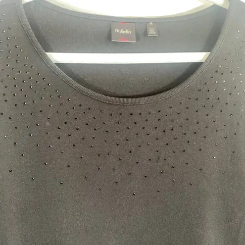 Rafaella Black Jeweled Beaded Long Sleeve Formal Knit Sweater Women Sz 3X