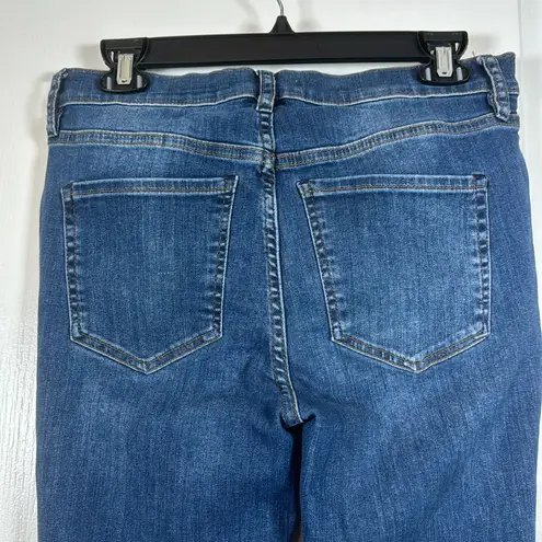 Free People  Destroyed Reagan Button Fly Denim Blue Ankle Jeans Size 30 EUC #0704