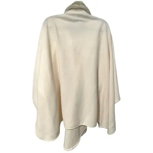 LeModa Zip Front Faux Fur Fleece Cape Cream Colored. One Size Fits Most