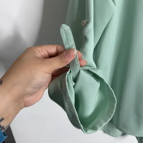 Soft Surroundings NWOT Tencel Tunic Roll Tab Sleeve Pleated Back Medium Mint
