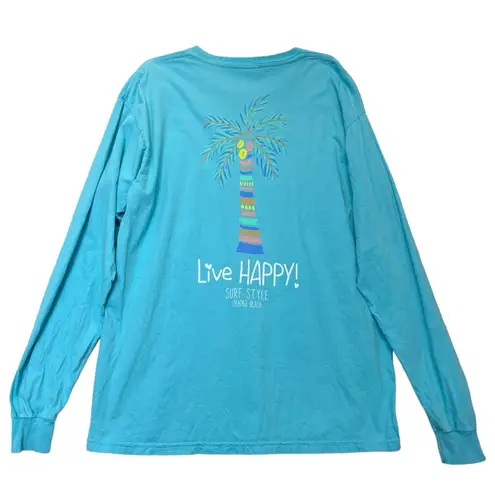 Comfort Colors  Orange Beach T-shirt Size Large Aqua light blue long sleeve tee