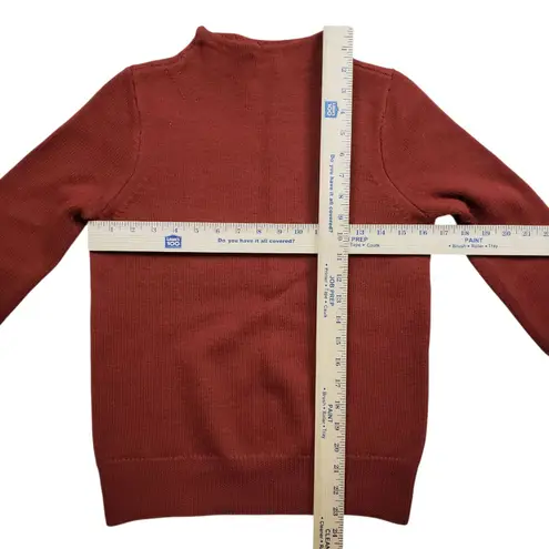 J Crew 100% Wool Knit Sweater Womens XS Orange Mock Neck Preppy