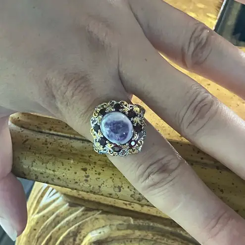 Utah Tiffany Stone Red Garnet Sterling Silver Cocktail Ring Size 9 Purple