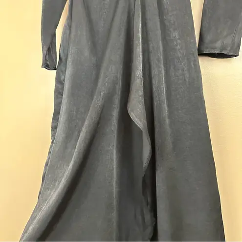 Missguided Black Faux Wrap Deep V-Neck Maxi Dress 2 Goth Witchy Vamp